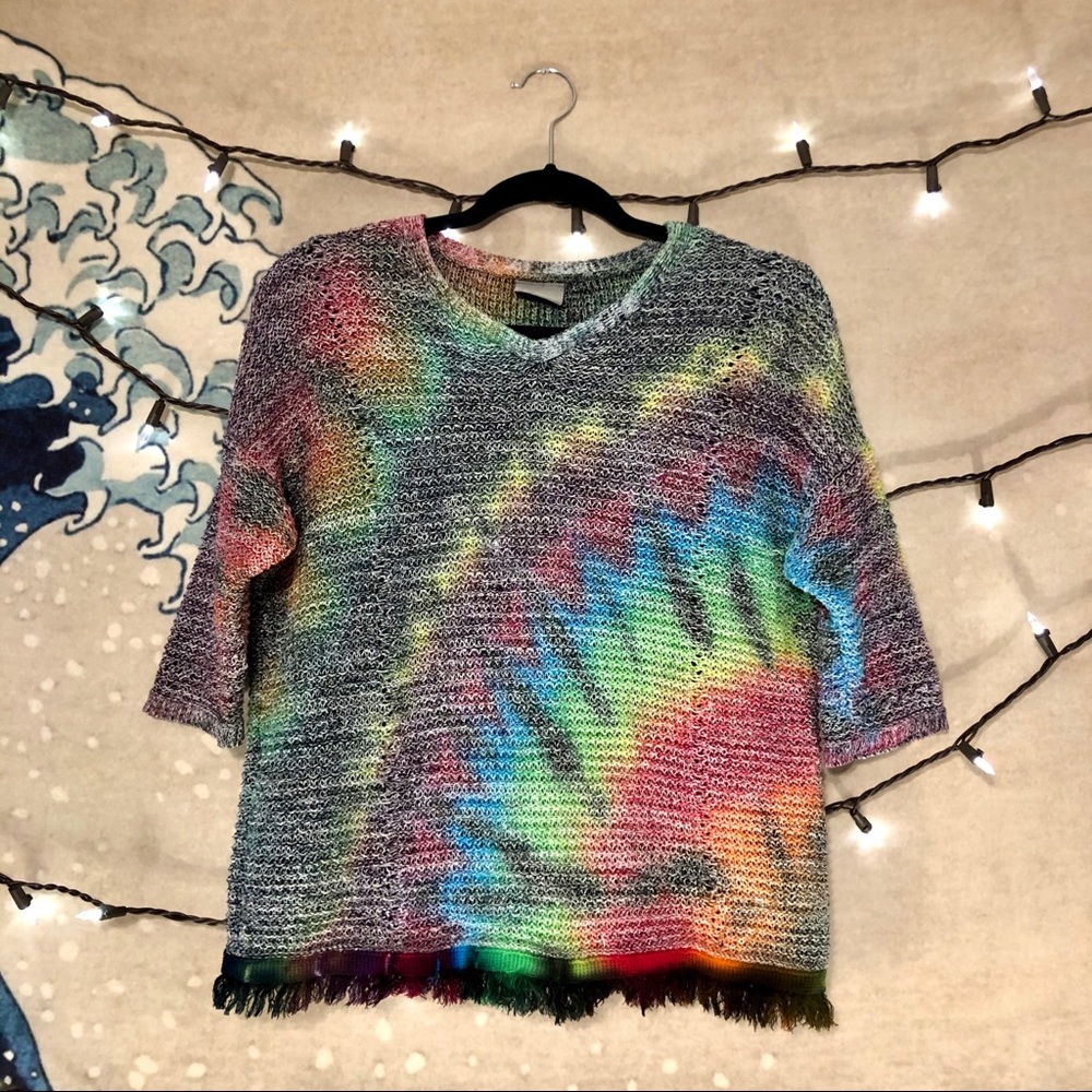 🌊 Vero Moda Tie Dye Short Sleeve Knit Sweater M